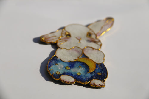 【Moonlit Night】rabbit cloisonné pin brooch