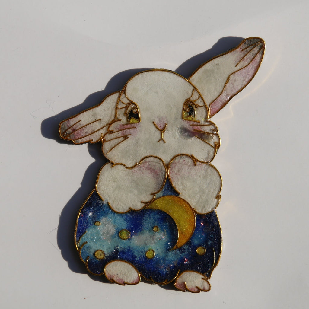 【Moonlit Night】rabbit cloisonné pin brooch