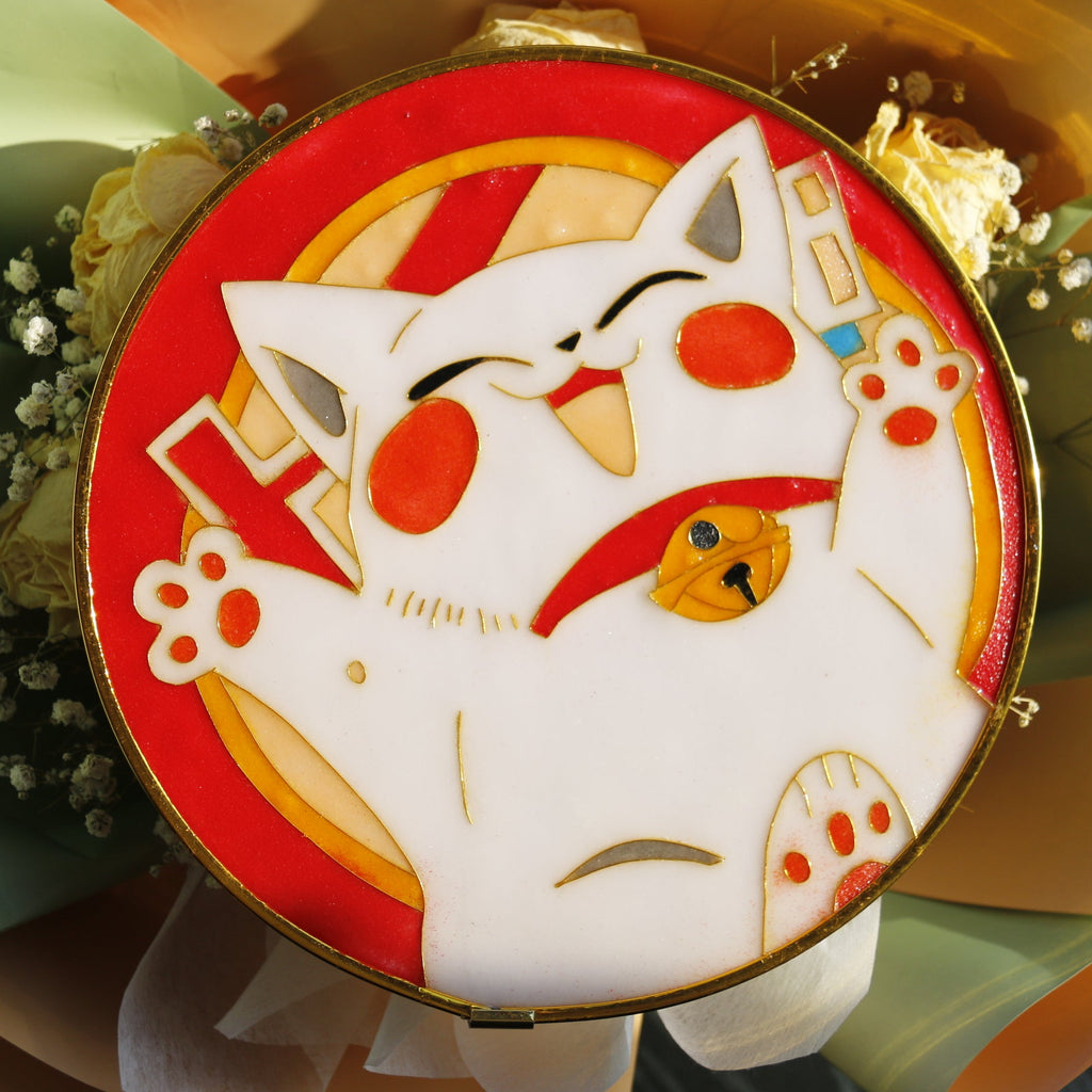 【Fortune Cat】Enameled Decorative Plate / Collectible