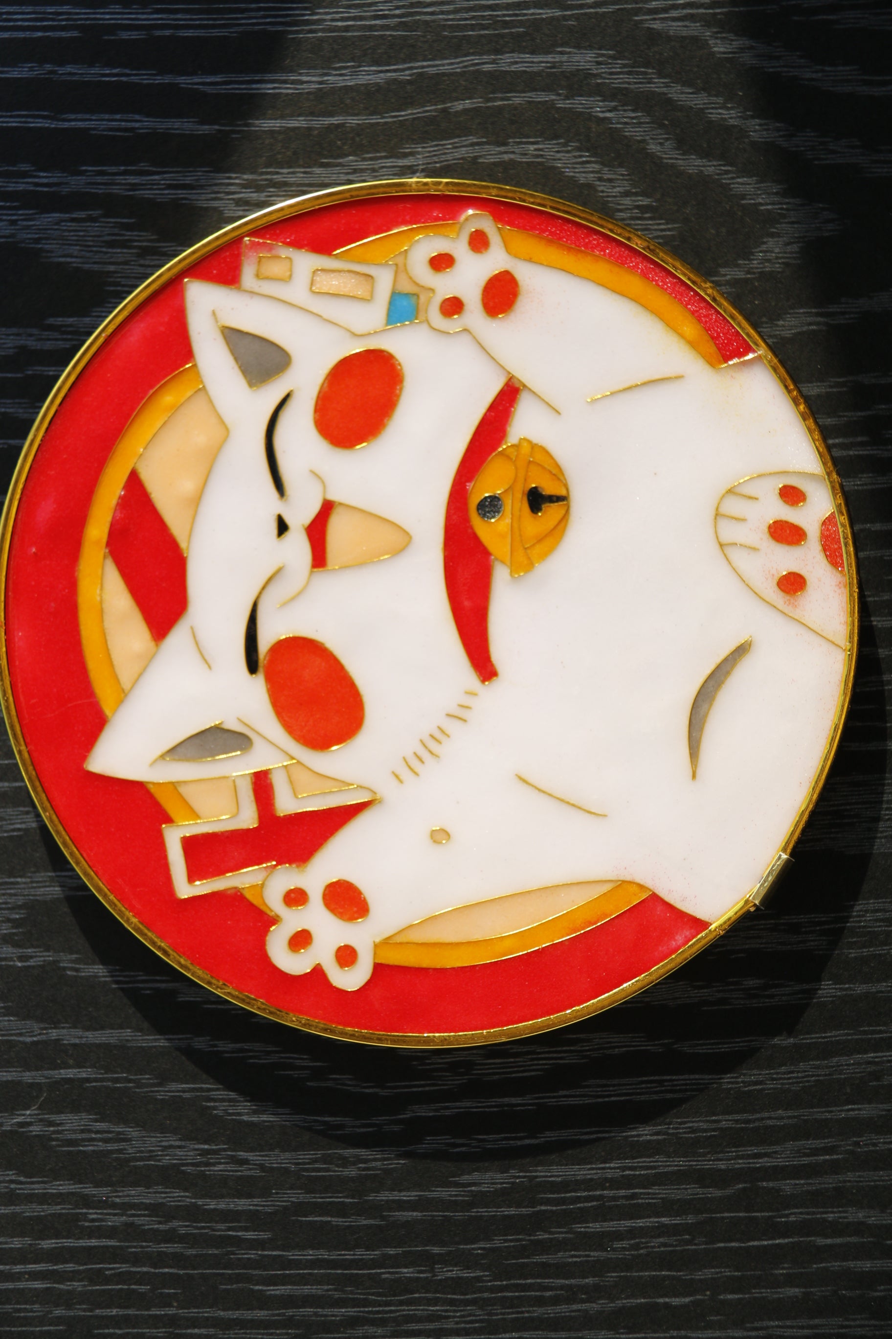 【Fortune Cat】Enameled Decorative Plate / Collectible