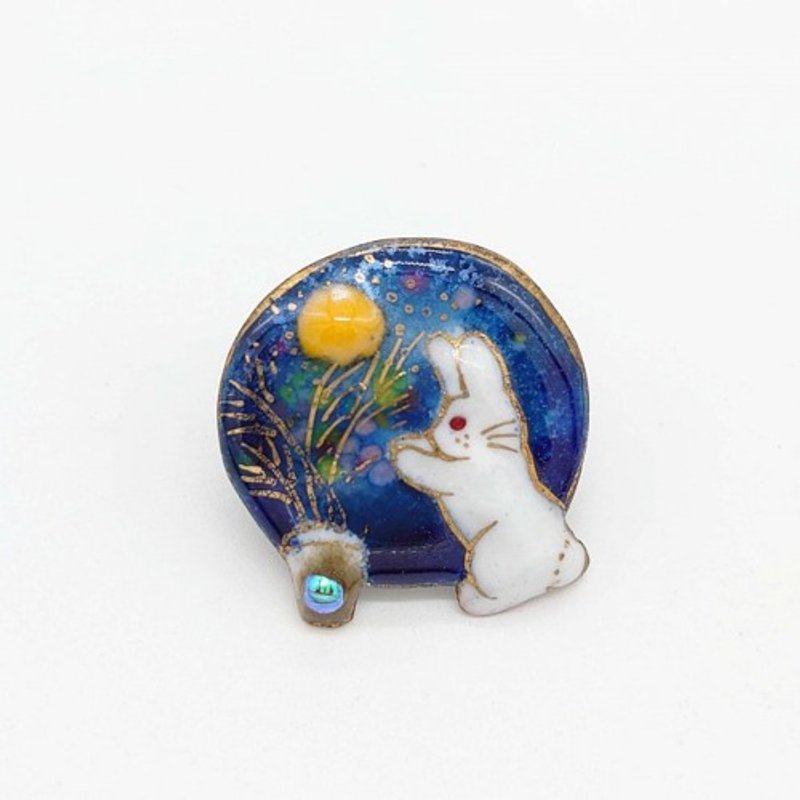 【Moon-viewing】rabbit  cloisonné pin brooch